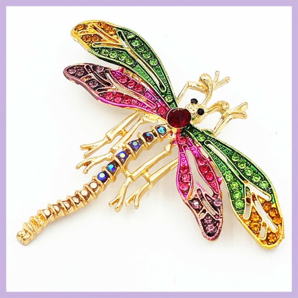 Jewelry - Dragonfly Brooch/Pin - Enamel/Crystals-New, No Tag